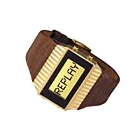 replay - rw3102nfd - montre femme - quartz digitale - multifonctions - bracelet cuir marron