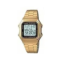 casio - a178wga-1a - vintage - montre mixte - quartz digital - cadran lcd - bracelet acier plaqué doré