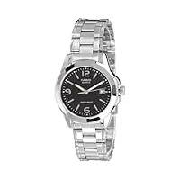 casio - mtp-1259d-1aef - montre homme - quartz analogique - cadran noir - bracelet acier argent