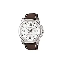 casio - mtp-1314l-7a - classic - montre homme - quartz analogique - cadran blanc - bracelet cuir marron