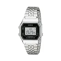 casio - la680wa-1d - vintage - montre femme - quartz digital - cadran lcd - bracelet acier gris