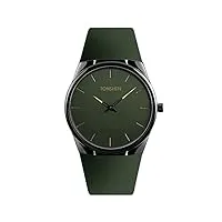 tonshen montre homme femme analogique quartz acier inoxydable caisse et caoutchouc ruban fashion montres bracelet (vert)
