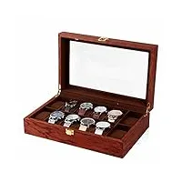 shzicmy boîte à montres pour 12 montres en bois - organisateur de rangement pour montres - cadeau pour homme et femme