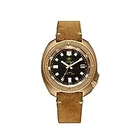 addiesdive montre analogique en bronze pour homme - montre de plongée automatique - 20 bar - ad2104, noir, rétro