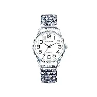 silverora montres pour femmes en acier inoxydable élastique : style bohème montre à quartz analogique facile à lire avec bracelet en acier inoxydable imprimé bracelet extensible cadeaux pour femmes